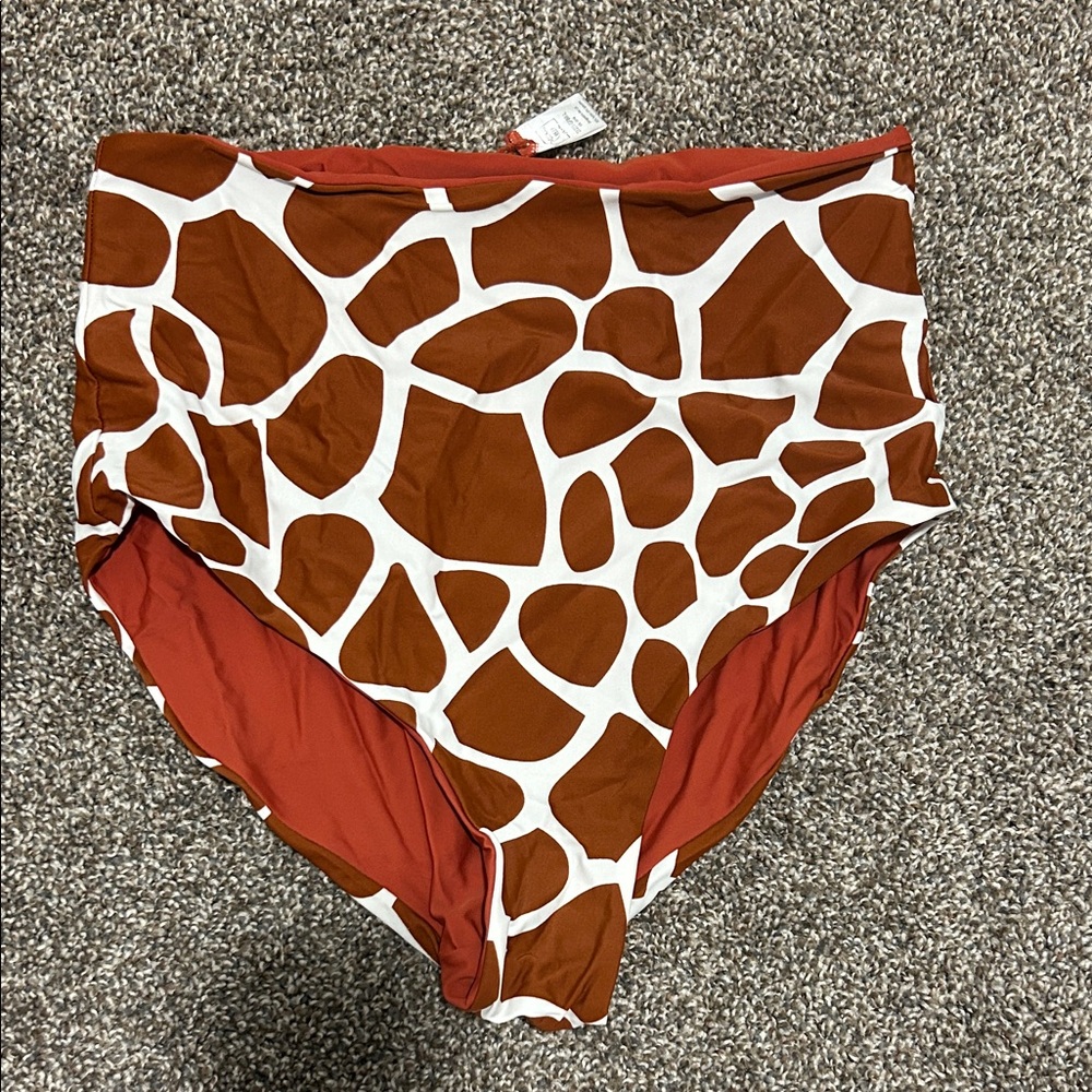 Giraffe Print High-Waisted Bikini Bottom